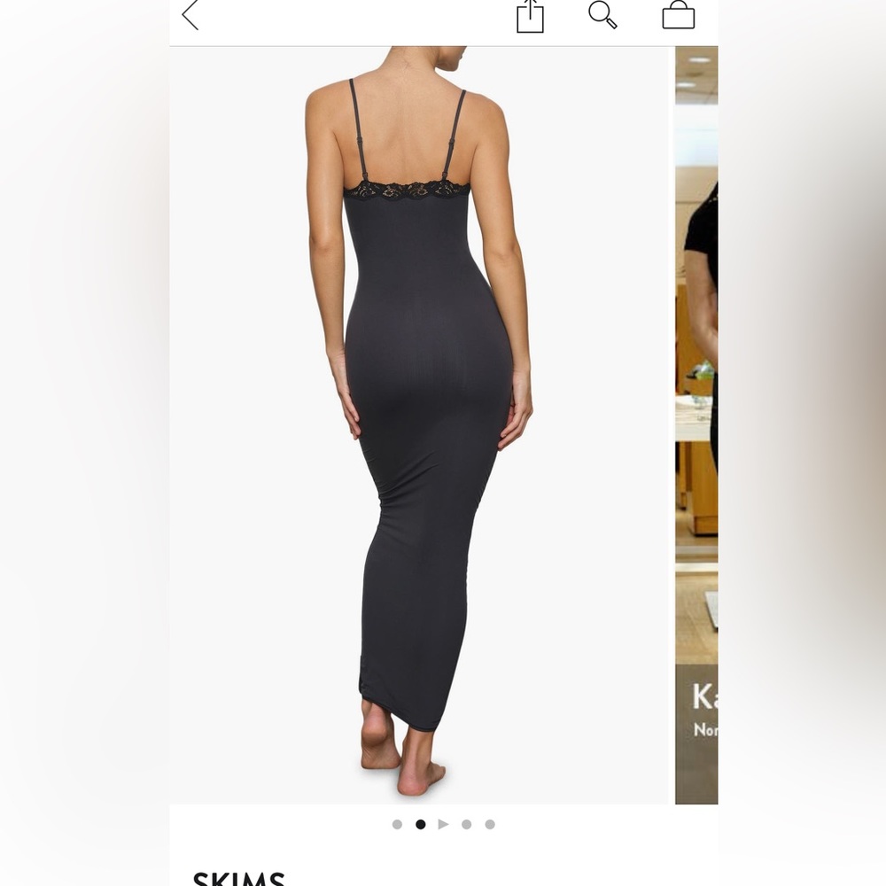 NWT Skims fits everybody lace trim long slipdress black XXS